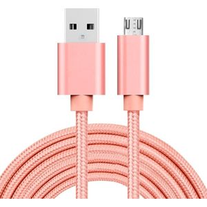 3m 3A Woven Style Metal Head Micro USB to USB Data / Charger Cable  For Samsung / Huawei / Xiaomi / Meizu / LG / HTC and Other Smartphones(Rose Gold)