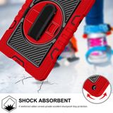 360 Degree Rotation Contrast Color Shockproof Silicone + PC Case with Holder & Hand Grip Strap & Shoulder Strap For iPad 10.2 2021 / 2020 / 2019 (Red+Black)