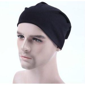 Men Candy Colors Knit Sleeve Cap Hip-hop Cap  Hat Size:One Size(Black)