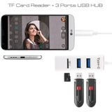 2 in 1 USB-C / Type-C 3.1 to USB 2.0 COMBO 3 Ports HUB + TF Card Reader(White)