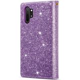 For Samsung Galaxy Note10+ Multi-card Slots Starry Sky Laser Carving Glitter Zipper Horizontal Flip Leather Case with Holder & Wallet & Lanyard(Purple)