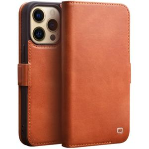 QIALINO Magnetic Buckle Leather Phone Case For iPhone 13 Pro Max(Brown)