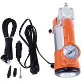 WM102-10 12V Air Pump with Gauge  Portable Metal Cylinder Tire Inflator Compressor with 5 Illumination LED Lamps for Cars Vans Air Mattress Balls 100 PSI 35L/min