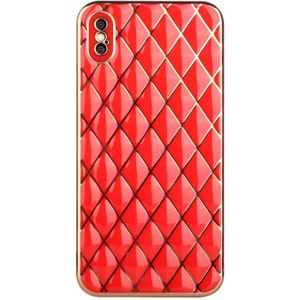 Electroplated Rhombic Pattern Sheepskin TPU Protective Case For iPhone XS Max(Red)