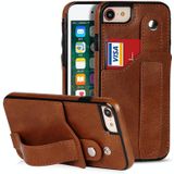 Crazy Horse Texture Shockproof TPU + PU Leather Case with Card Slot & Wrist Strap Holder For  iPhone SE 2020 / 7 / 8(Brown)