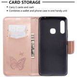 For Galaxy A70e Two Butterflies Embossing Pattern Horizontal Flip Leather Case with Holder & Card Slot & Wallet & Lanyard(Rose Gold)
