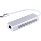 Aluminum Shell 3 USB3.0 Ports HUB + USB-C / Type-C Gigabit Ethernet Adapter