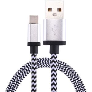 1m Woven Style USB-C / Type-C 3.1 to USB 2.0 Data Sync Charge Cable  For Galaxy S8 & S8 + / LG G6 / Huawei P10 & P10 Plus / Xiaomi Mi6 & Max 2 and other Smartphones(Silver)