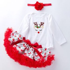 Baby lange mouw Cartoon Romper Net Garen Tutu Driedelige Childrens Wear (Kleur: Sika Herten Grootte:73)