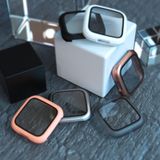 For Fitbit Versa 2 Fuel injection Frosted PC Shell + Tempered Glass Film(Rose Gold)