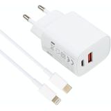 T087 20W USB-C / Type-C + USB Ports Charger with 100W Type-C to 8 Pin Fast Charging Cable 1m  EU Plug