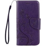 For Galaxy A5 (2017) / A520 Butterflies Love Flowers Embossing Horizontal Flip Leather Case with Holder & Card Slots & Wallet & Lanyard(Dark Purple)