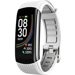 C6T 0.96inch Color Screen Smart Watch IP67 Waterproof Support Temperature Monitoring/Heart Rate Monitoring/Blood Pressure Monitoring/Sleep Monitoring(White)