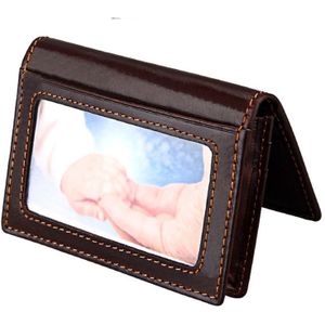 Genuine Cowhide Leather Solid Color Card Holder Wallet RFID Blocking Coin Purse Card Bag Protect Case with 5 Card Slots & Photo Frame & Business Card Position  Size: 10.6*7.6*1.8 cm(Coffee)