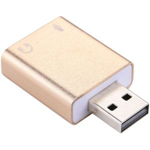 Aluminum Shell 3.5mm Jack External USB Sound Card HIFI Magic Voice 7.1 Channel Adapter Free Drive for Computer  Desktop  Speakers  Headset  Microphone(Gold)