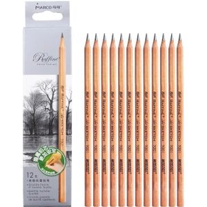 2 Boxes Marco 7001 Sketch Pencil Children Original Wooden Word Learning Stationery Art Calligraphy Drawing Pencil  Lead hardness: B