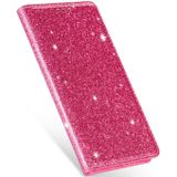 For Samsung Galaxy J6+ Ultrathin Glitter Magnetic Horizontal Flip Leather Case with Holder & Card Slots(Rose Red)