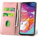 For Samsung Galaxy A70 Strong Magnetism Liquid Feel Horizontal Flip Leather Case with Holder & Card Slots & Wallet(Rose Gold)