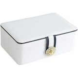 zk-0025 Multifunctional Double Layer PU Large Capacity Earring Ring Jewelry Box(White)