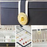 zk-0025 Multifunctional Double Layer PU Large Capacity Earring Ring Jewelry Box(White)