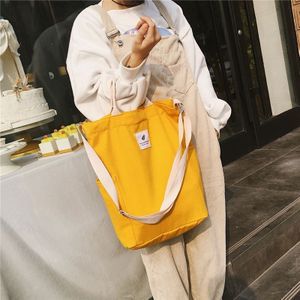 Casual Solid Color Canvas Shoulder Diagonal Bag Large Capacity Backpack Bag (Yellow)