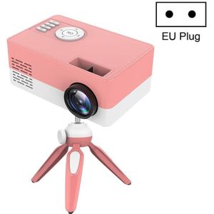 J15 1920 x 1080P HD Household Mini LED Projector with Tripod Mount Support AV / HDMI x 1 / USB x1 / TF x 1  Plug Type:EU Plug(Pink White)