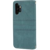 For Samsung Galaxy A32 5G Embossed Striped Magnetic Buckle PU + TPU Horizontal Flip Leather Case with Holder & Card Slot & Wallet & Photo Frame & Sling(Green)