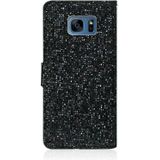For Samsung Galaxy S7 Glitter Powder Horizontal Flip Leather Case with Card Slots & Holder & Lanyard(Black)