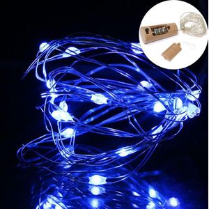10 PCS LED Wine Bottle Cork Copper Wire String Light IP44 Waterproof Holiday Decoration Lamp  Style:2m 20LEDs(Blue Light)