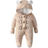 Quilted And Velvet Warm Baby Onesies (Color:Khaki Size:90)