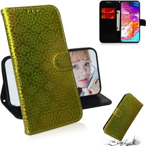 For Galaxy A70 Solid Color Colorful Magnetic Buckle Horizontal Flip PU Leather Case with Holder & Card Slots & Wallet & Lanyard(Gold)