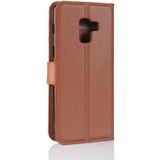 For Galaxy A8 (2018) Litchi Texture Horizontal Flip Leather Case with Holder & Card Slots & Wallet(Brown)