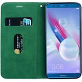 For Huawei Honor 9 Lite Frosted Business Magnetic Horizontal Flip PU Leather Case with Holder & Card Slot & Lanyard(Green)