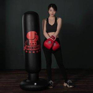1.6m Fitness Vertical Inflatable Boxing Column Adult Inflatable Non-Tumbler Sandbag(Black Gloves (2093))