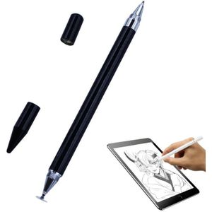 Imitation Porcelain 2 in 1 Mobile Phone Touch Screen Capacitive Pen for Apple / Huawei / Xiaomi / Samsung(Black)