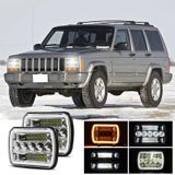7 inch(5X7)/(7X6) H4 DC 9V-30V 30000LM 200W Car Square Shape LED Headlight Lamps for Jeep Wrangler  with Angel Eye