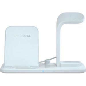 N35 3 in 1 Separated Design Quick Wireless Charger for iPhone  Apple Watch  AirPods (White)