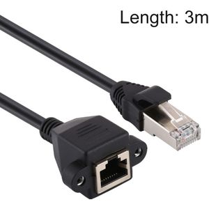 RJ45 Female to Male CAT6E Network Panel Mount Screw Lock Extension Cable  Length: 3m