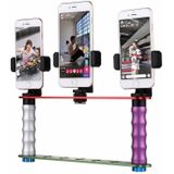 Smartphone Live Broadcast Bracket Dual Hand-held Selfie Module Mount Kits with 3x Phone Clips  For iPhone  Galaxy  Huawei  Xiaomi  HTC  Sony  Google and other Smartphones