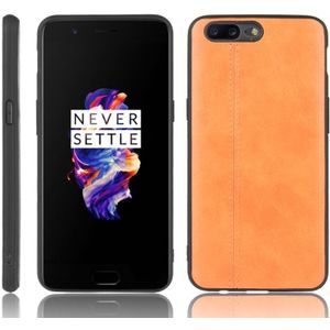 For OnePlus 5 Shockproof Sewing Cow Pattern Skin PC + PU + TPU Case(Orange)