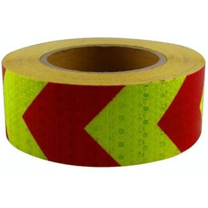 PVC Crystal Color Arrow Reflective Film Truck Honeycomb Guidelines Warning Tape Stickers 5cm x 25m(Fluorescent Green Red)