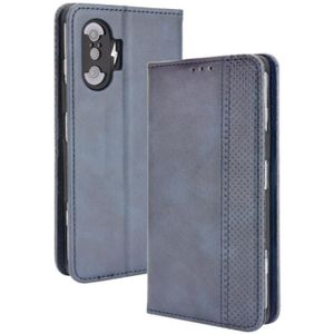 For Xiaomi Poco F3 GT / Redmi K40 Gaming Magnetic Buckle Retro Crazy Horse Texture Horizontal Flip Leather Case with Holder & Card Slots & Photo Frame(Blue)