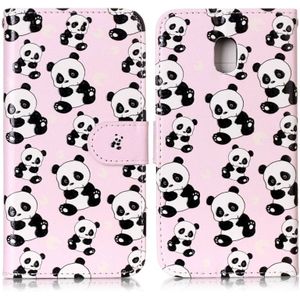 For Galaxy J3 (2017) (EU Version) Gloss Oil Embossed Panda Pattern Horizontal Flip Leather Case with Holder & Card Slots & Wallet & Photo Frame