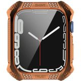 Rhombus riemboor + gehard film gentegreerde zaak voor Apple Watch Series 7 41mm (rose goud)