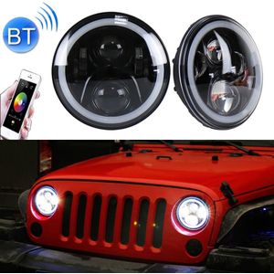 2 PCS 7 inch DC12V 6000K-6500K 50W Car LED Headlight Cree Lamp Beads for Jeep Wrangler / Harley  Support APP + Bluetooth Control(Black)