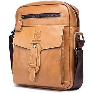 BUFF CAPTAIN 053 Men Leather Shoulder Messenger Bag First-Layer Cowhide Large Capacity Briefcase  Specification? Small (Yellow Brown)