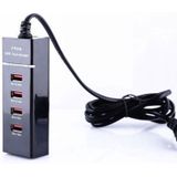 5V 4.1A 4 USB Ports Charger Adapter with Power Plug Cable  Cable Length: 1.5m  EU Plug(Black)