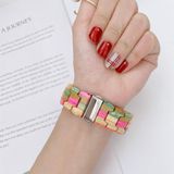 Wooden Bead Woven Watchband For Apple Watch Series 6 & SE & 5 & 4 44mm / 3 & 2 & 1 42mm(Rainbow B)