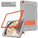 For Samsung Galaxy Tab A 10.1 (2019) / T510 Contrast Color Robot Shockproof Silicone + PC Protective Case with Holder(Grey Orange)