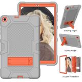For Samsung Galaxy Tab A 10.1 (2019) / T510 Contrast Color Robot Shockproof Silicone + PC Protective Case with Holder(Grey Orange)
